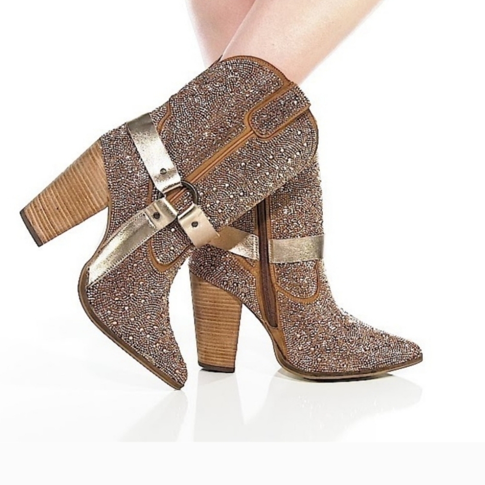 Dingo Crown Jewel Leather Rose Gold Harness Bootie Womens NEW - Picture 9 of 9